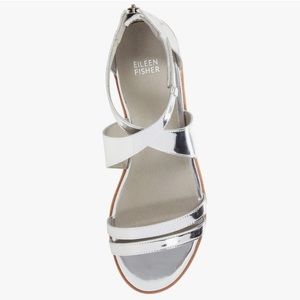 Brand New Eileen Fisher Cici Silver Metallic Sandal! Size 7!